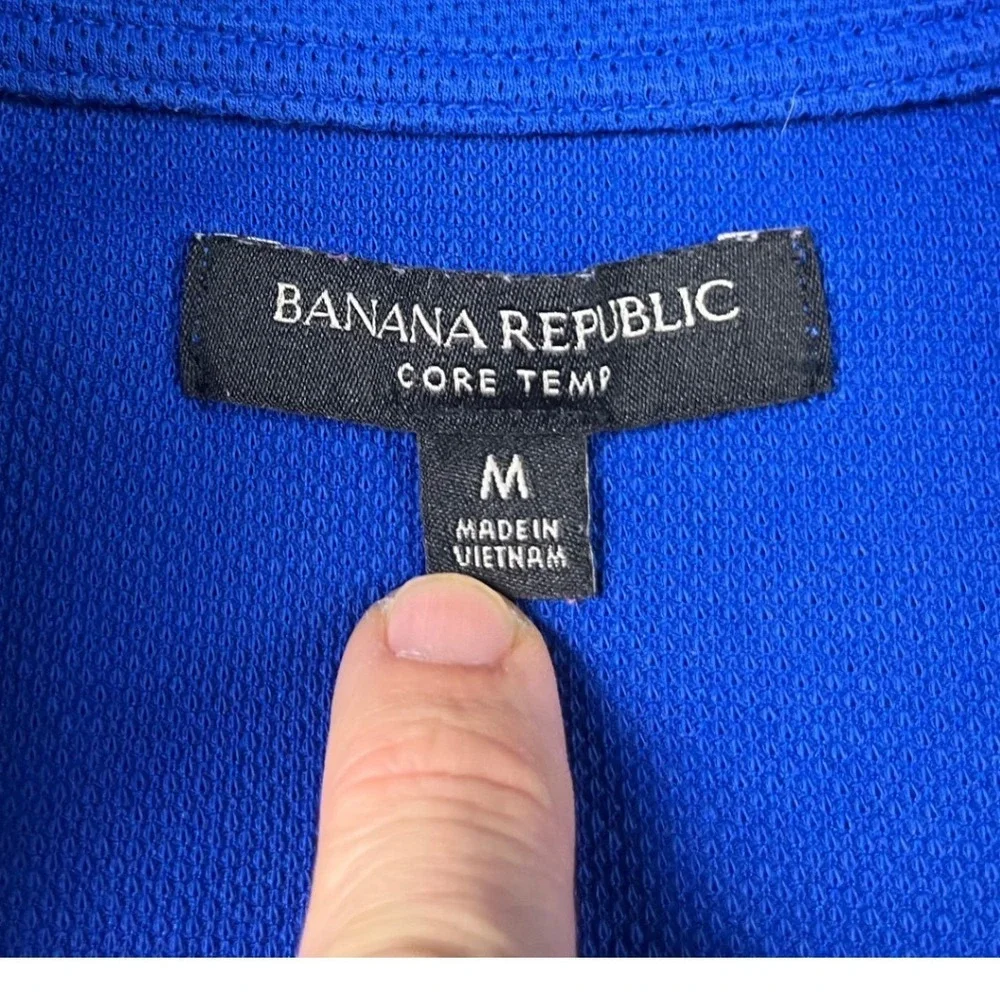 Banana Republic Core Temp Mens Medium Blue Quarter Zip Pullover‎ Minimalist EUC
